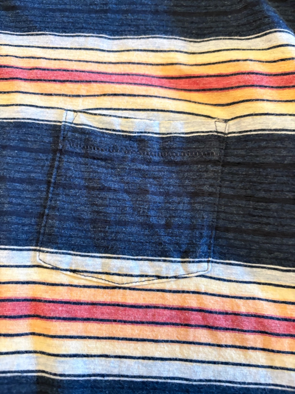 American Eagle Men's Retro Striped Pocket T-Shirt Medium 100% Cotton Navy - Picture 5 of 9